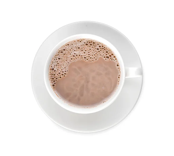 Beyaz Arka Planda Bir Fincan Sıcak Kakao — Stok fotoğraf