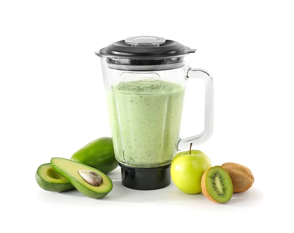 Blender Ingredients Healthy Smoothie White Background — Stock Photo, Image