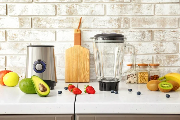 Blender Ingredients Healthy Smoothie Kitchen Table — Stock Photo, Image