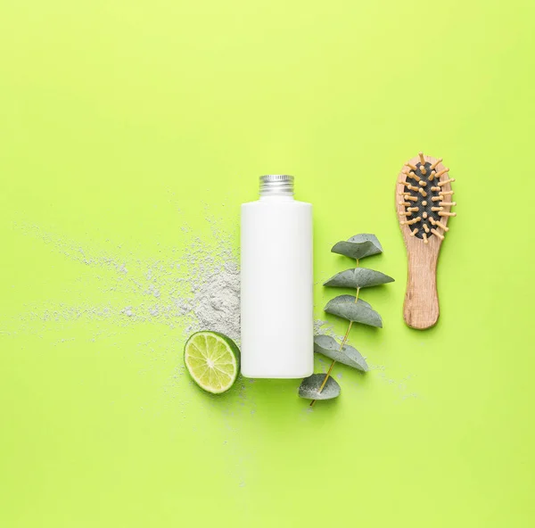 Shampoo Natural Extract Brush Color Background — Stock Photo, Image