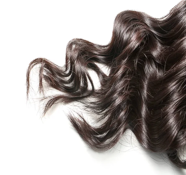 Красиве Довге Кучеряве Волосся Білому Тлі — стокове фото