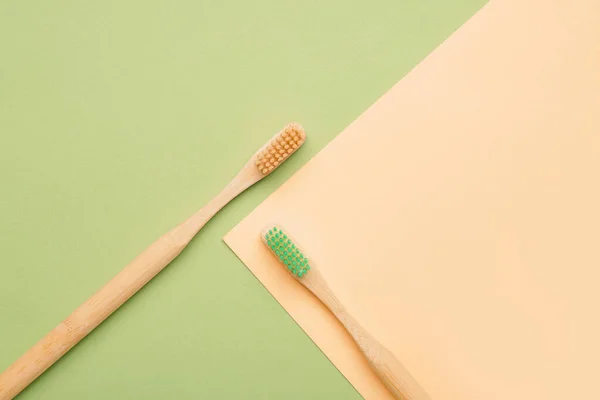Ξύλινες Οδοντόβουρτσες Στο Χρώμα — Φωτογραφία Αρχείου