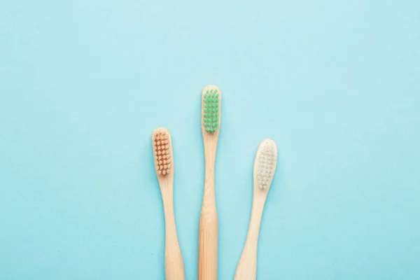 Wooden Tooth Brushes Color Background — Stock Photo, Image