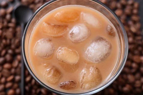 Glass Tasty Iced Coffee Closeup — Stock Photo, Image