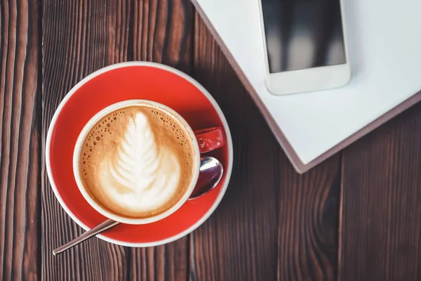 Cup Tasty Cappuccino Wooden Table — Stock Photo, Image