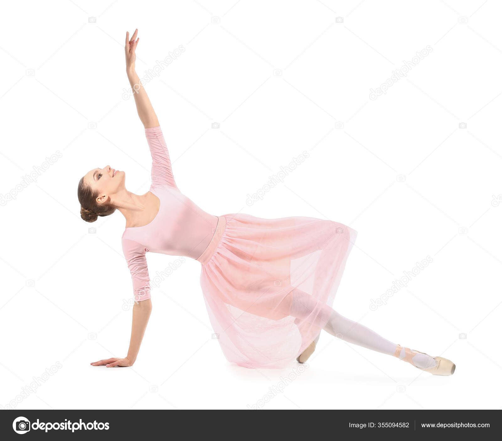 Beautiful Young Ballerina White Background Stock Photo by ©serezniy