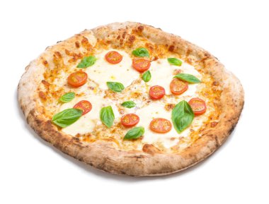 Lezzetli pizza Margherita beyaz arka plan üzerinde