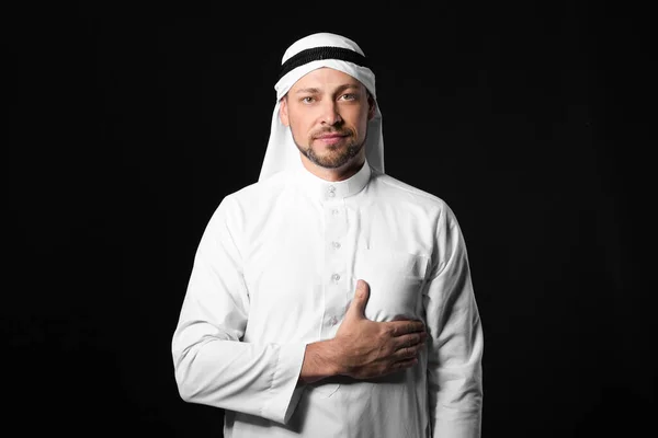 Handsome Arab Man Dark Background — 스톡 사진