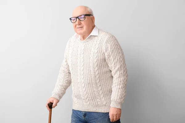 Portrait Elderly Man Light Background — Stock Photo, Image