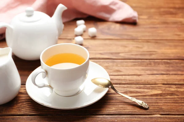 Чашка Вкусного Чая Деревянном Фоне — стоковое фото