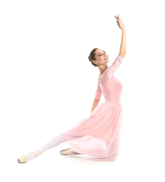 Balerina Muda Yang Cantik Dengan Latar Belakang Putih — Stok Foto