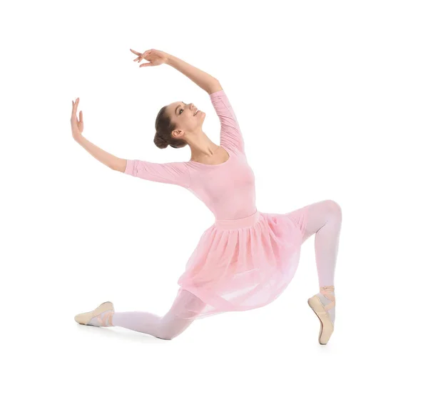 Bella Giovane Ballerina Sfondo Bianco — Foto Stock