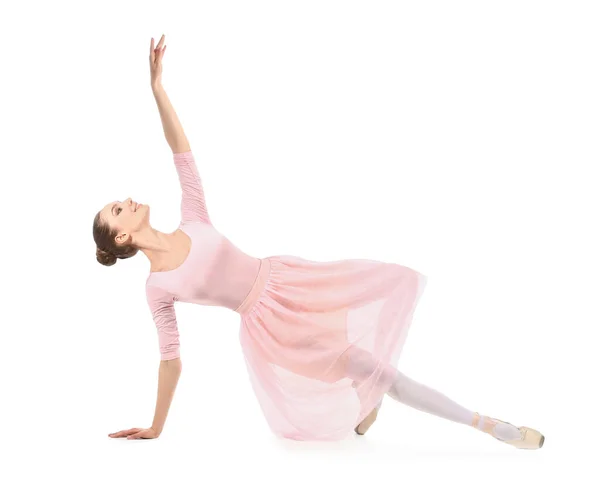 Bella Giovane Ballerina Sfondo Bianco — Foto Stock