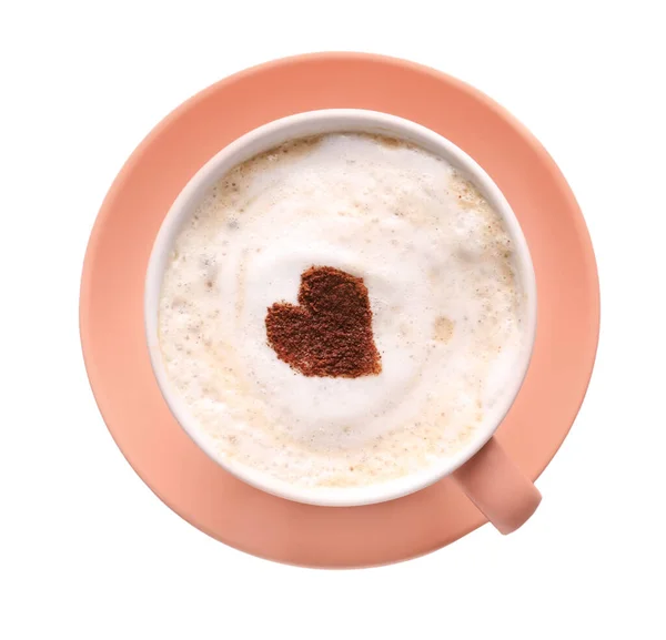 Tasse Leckerer Cappuccino Auf Weißem Hintergrund — Stockfoto