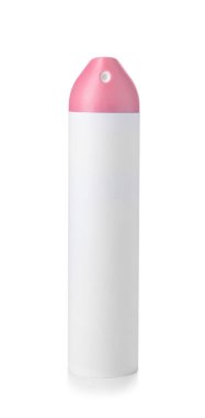 Beyaz arka planda bir şişe hava spreyi