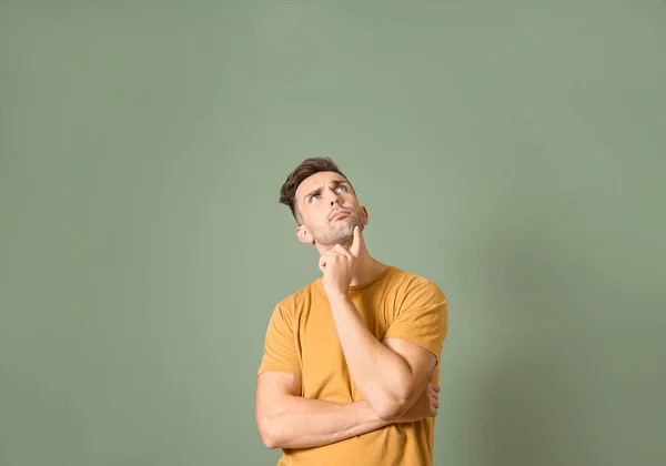 Thoughtful Man Color Background — Stock Photo, Image