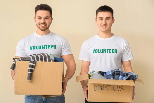 Volunteers Donations Poor People Color Background — Stock Photo, Image