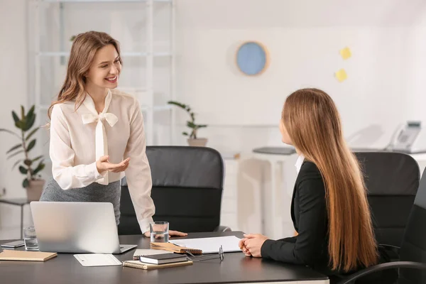 Beautiful Young Businesswomen Working Together Office — Stock Photo, Image