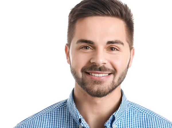 Handsome Smiling Young Man White Background — Stock Photo, Image
