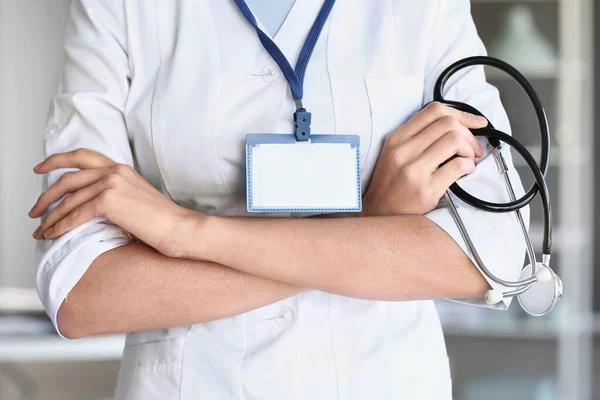 Female Doctor Stethoscope Clinic Closeup — Stock Photo, Image