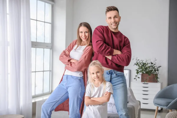 Retrato Família Feliz Casa — Fotografia de Stock