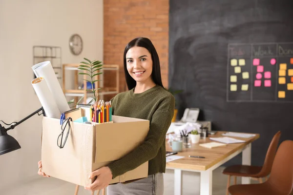 Happy Fired Woman Office — Stock Photo, Image