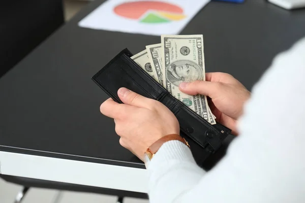 Man Counting Money Office — Stockfoto