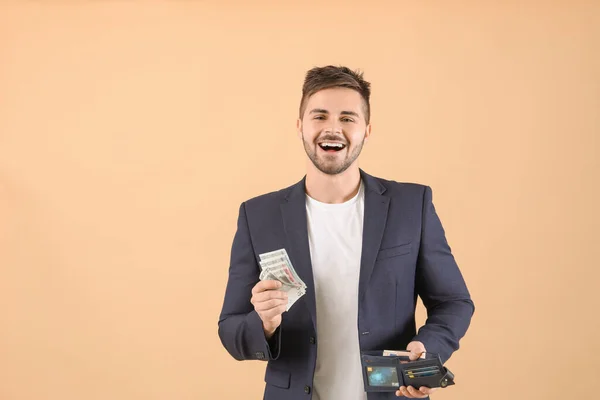 Man Purse Money Color Background — Stock Photo, Image