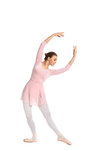 Schöne Junge Ballerina Auf Weißem Hintergrund — Stockfoto