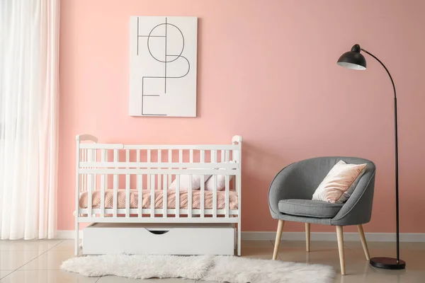 Cama Bebé Con Sillón Interior Habitación Los Niños —  Fotos de Stock