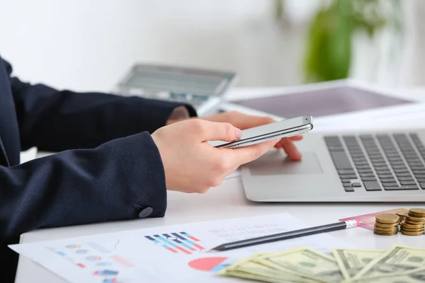 Bank manager working in office, closeup