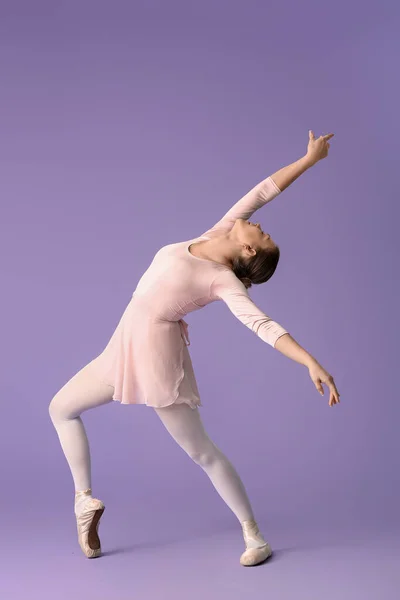 Mooie Jonge Ballerina Kleur Achtergrond — Stockfoto