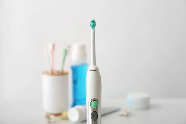 Electric Tooth Brush Set Oral Hygiene Table — Stock Photo, Image