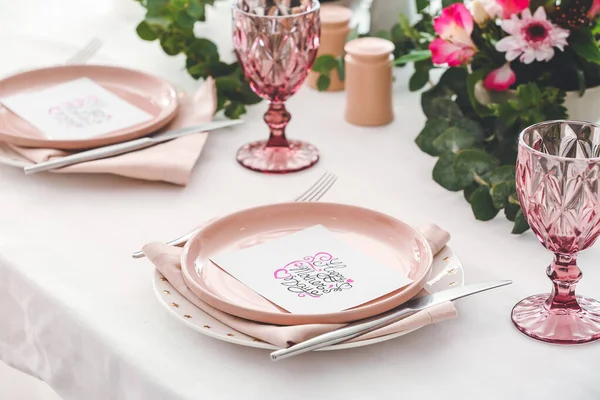 Beautiful Table Setting Mother Day Celebration — Stock Photo, Image