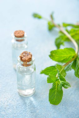 Masada bir şişe nane yağı var.