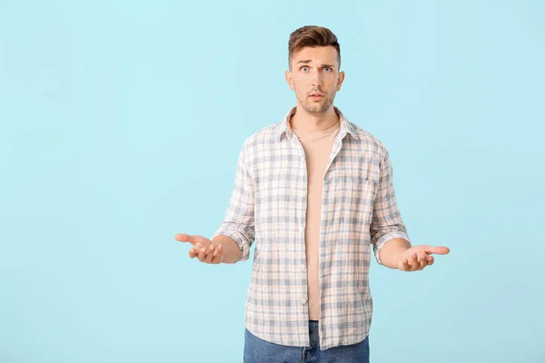 Confused Man Color Background — Stock Photo, Image