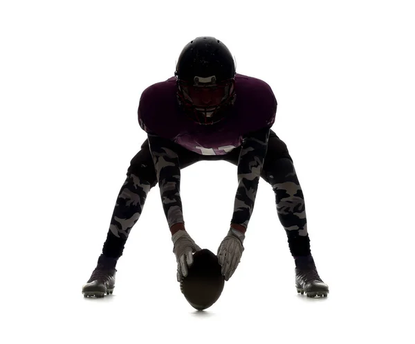 Silhouet Van American Football Speler Witte Achtergrond — Stockfoto