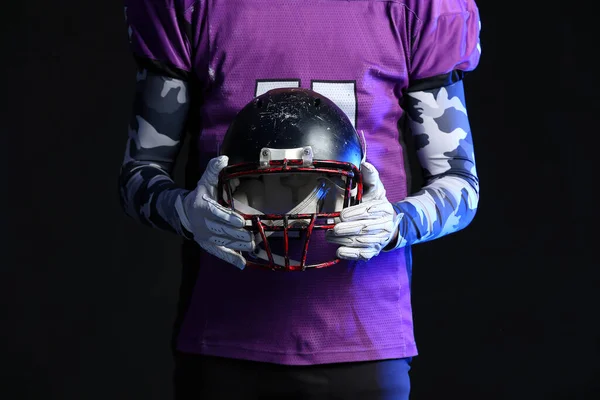 American Football Player Dark Background — Stock Photo, Image