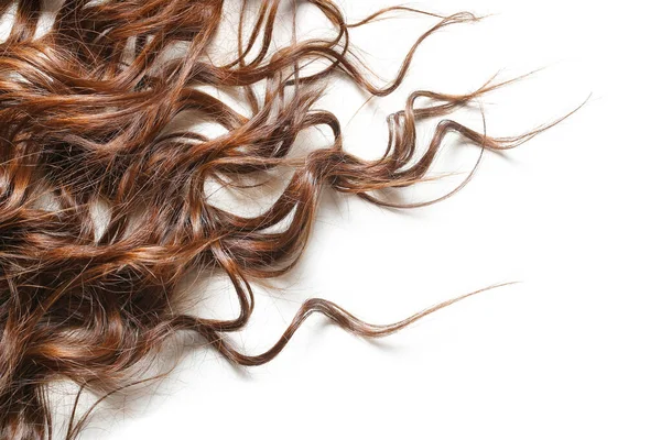 Здорове Хвилясте Жіноче Волосся Білому Тлі — стокове фото