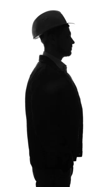 Silhouette Male Engineer White Background — Stock Photo, Image