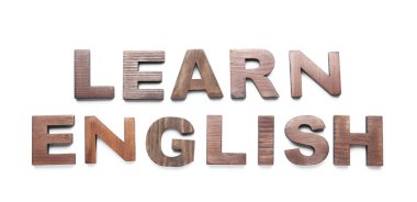 Metin Öğren Beyaz arkaplanda İngilizce