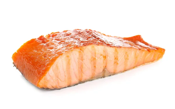 Cooked Salmon Fillet White Background — Stock Photo, Image