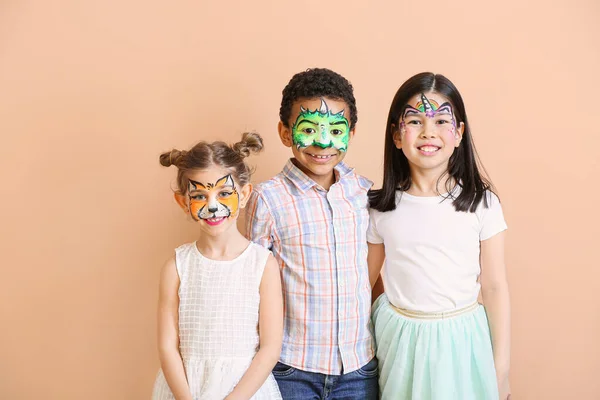 Funny Children Face Painting Color Background — Stock Photo, Image