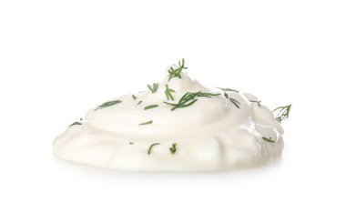 Beyaz arka planda lezzetli ekşi krema