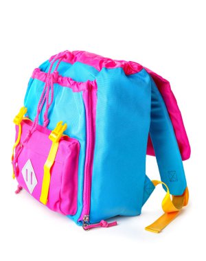 Beyaz arka plan üzerinde okul sırt çantası