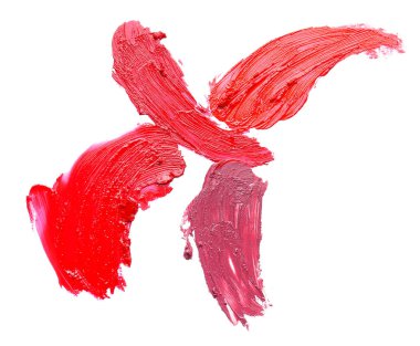 Beyaz arkaplanda parlak ruj izleri