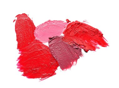 Beyaz arkaplanda parlak ruj izleri