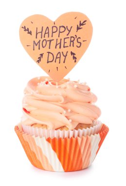 Beyaz arka planda anneler günü için lezzetli kekler.