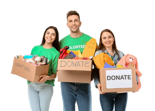Volunteers Donations Orphans White Background — Stock Photo, Image