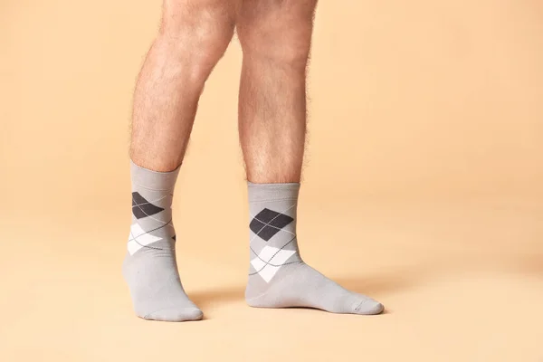 Male Legs Socks Color Background — Stock Photo, Image